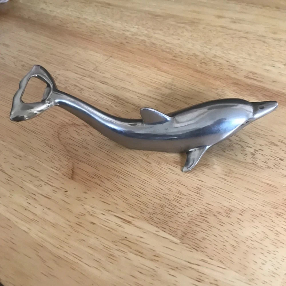 Vintage Chrome Dolphin Shaped Bottle Opener